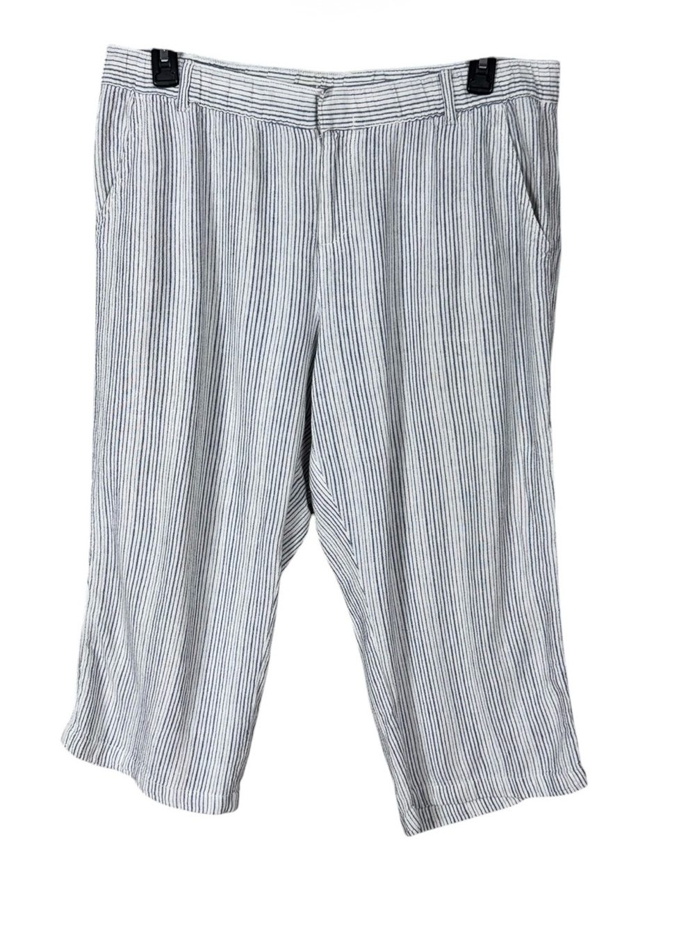 Liz Claiborne Linen Wide Leg Crop Pants Large Coastal Fisherman Euro Summer - Picture 3 of 7